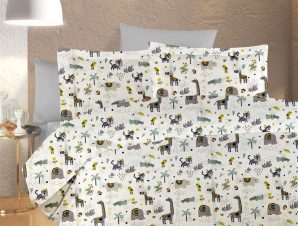 ΚΑΤΩΣΕΝΤΟΝΟ ΜΕ ΛΑΣΤΙΧΟ bebe Zoo 557 0,70X1,40X0,15 White-Grey 100% Cotton