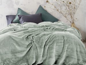 Κουβέρτα Βελουτέ King Size 240X260 Nima Coperta Sage Green (240×260)