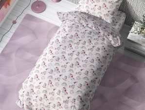 Παπλωματοθήκη Μονή (160×240) Dimcol Unicorn White-Pink 108